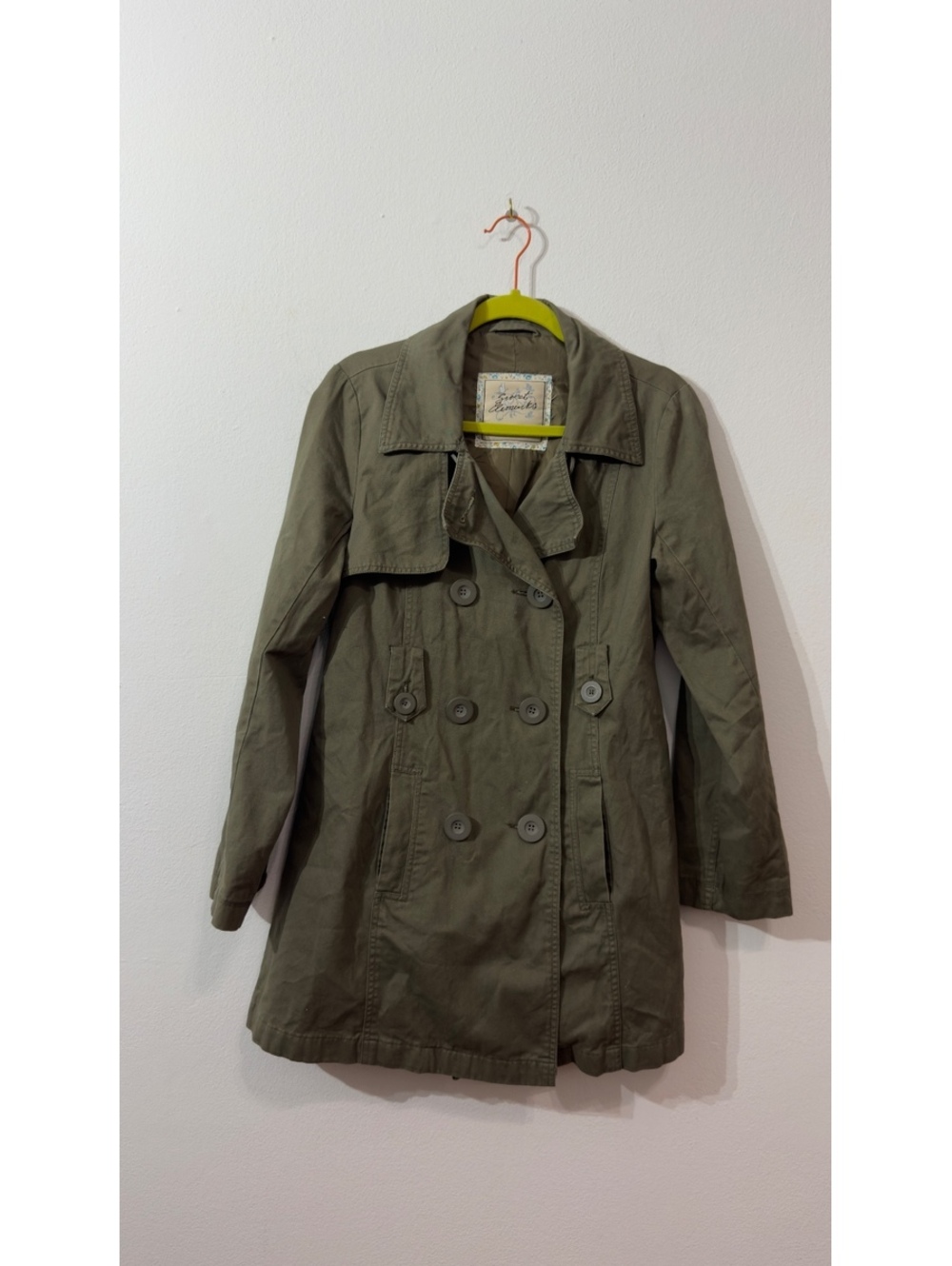 Military Green Canvas Pea Coat by Sweet Elements